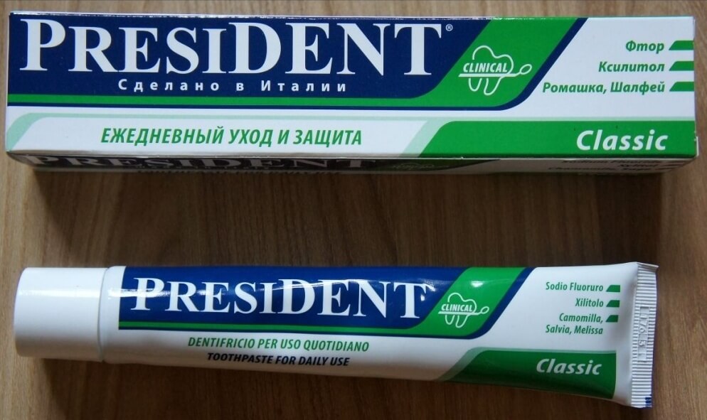 описание зубной пасты президент